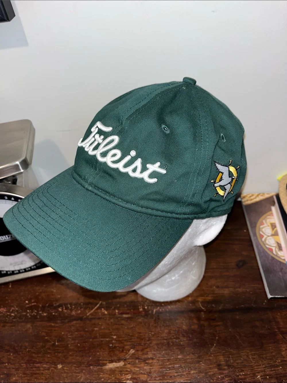 Green Titleist Tour White Script Seagull Sailing Wheel Boater Golf Hat NO Tag